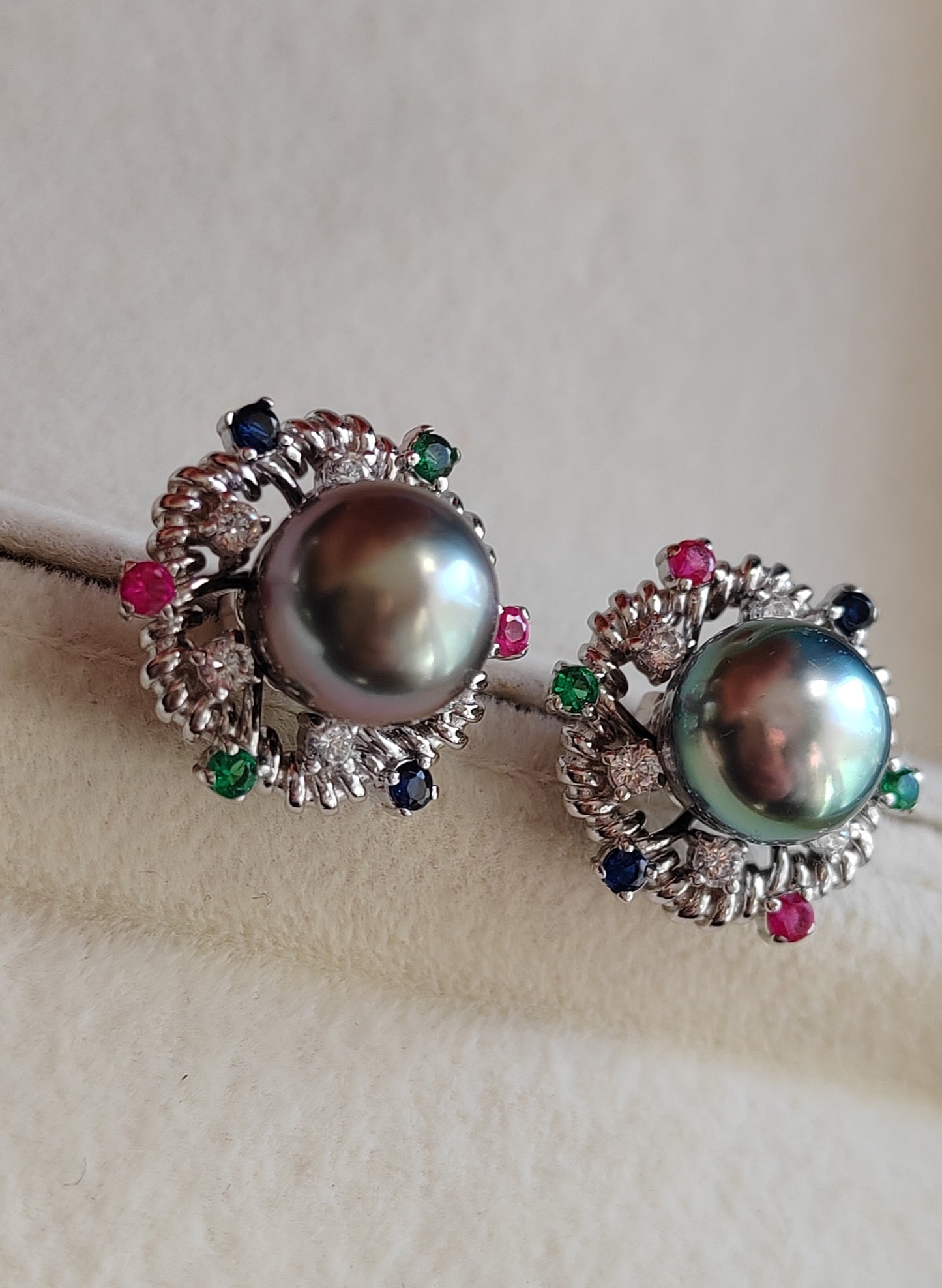 'Festival' earrings Genuine tahitian south sea pearls 10.3mm