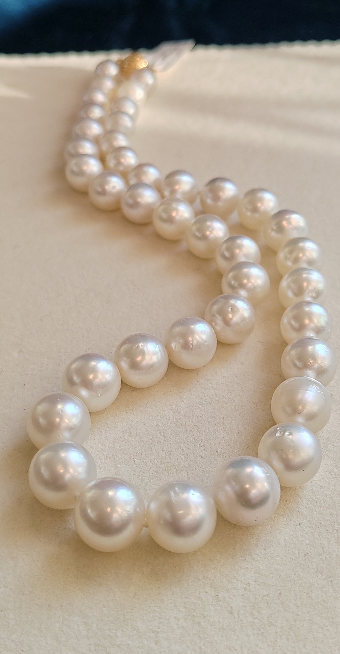 9-12.2mm Genuine south sea white pearls 14ct gold necklace 18 inch