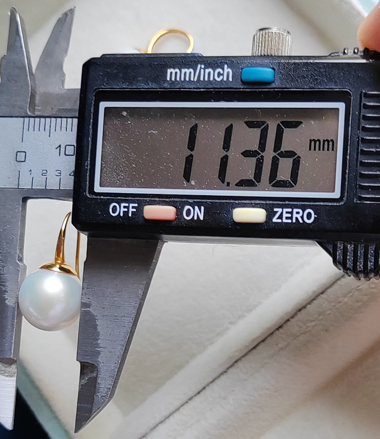 11.3mm genuine freshwater pearls 9k gold French hook earrings AAAA