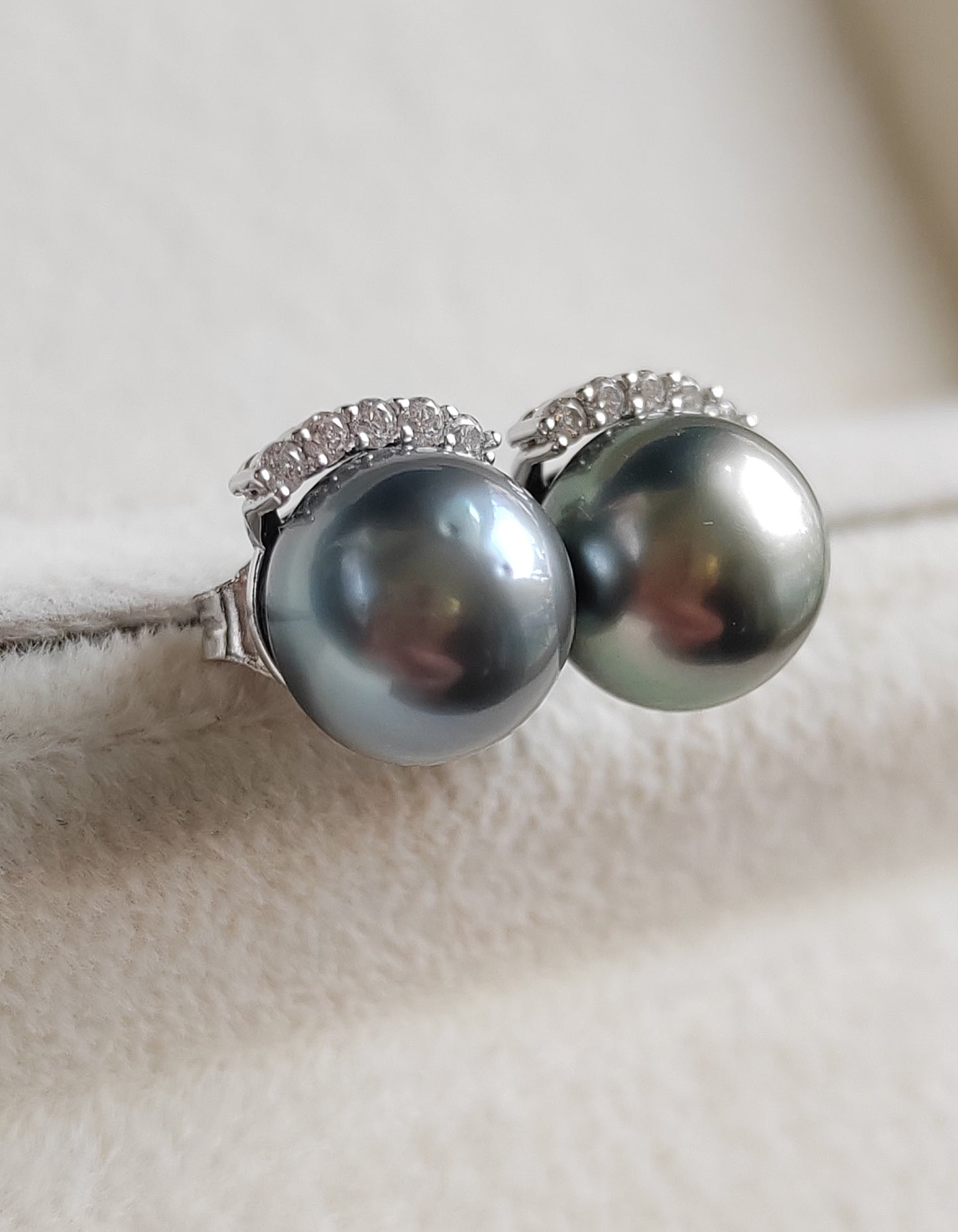 9.3mm Genuine tahitian south sea pearls silver earrings
