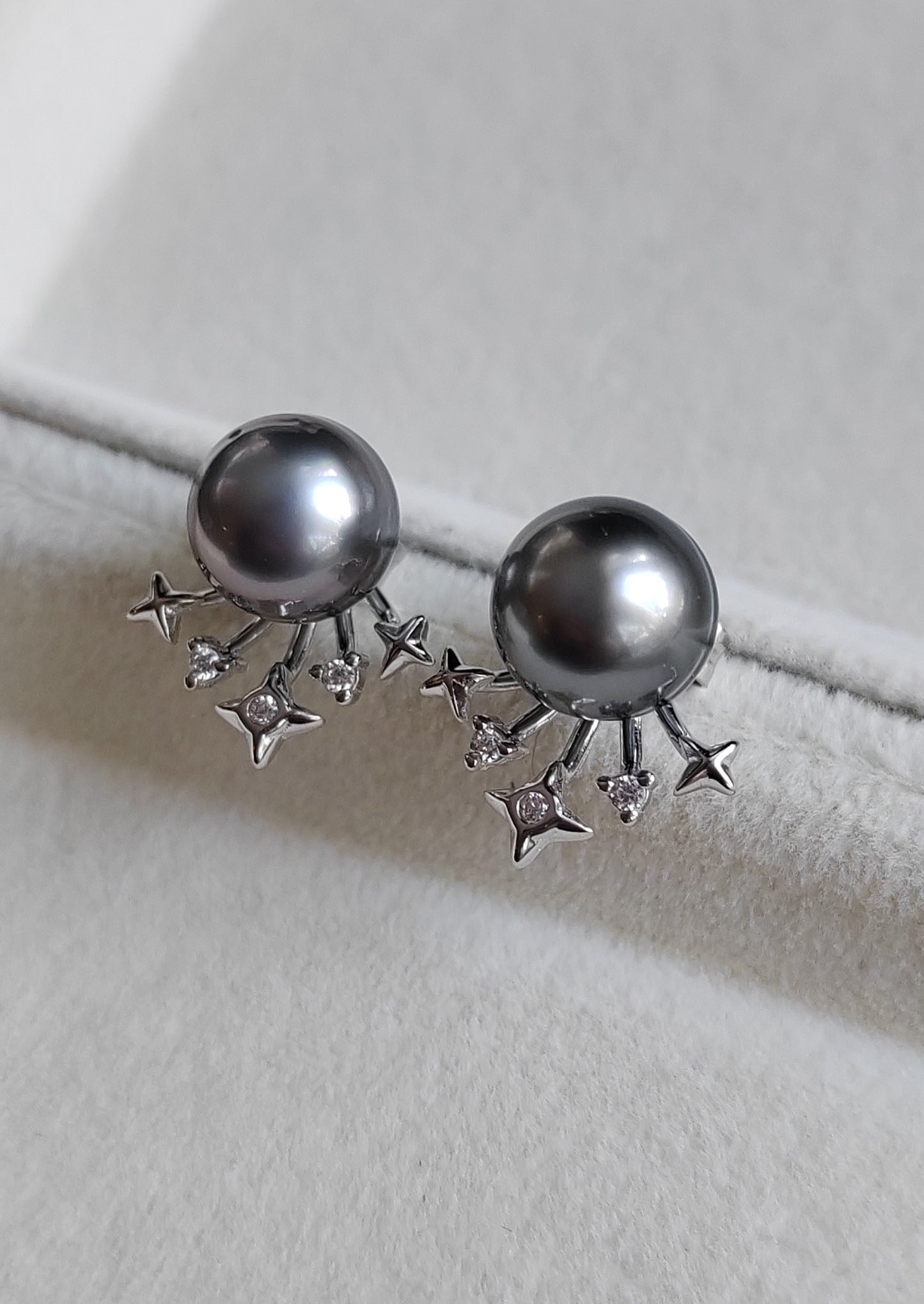 'Mercury' Earrings genuine tahitian south sea pearls 9.1mm