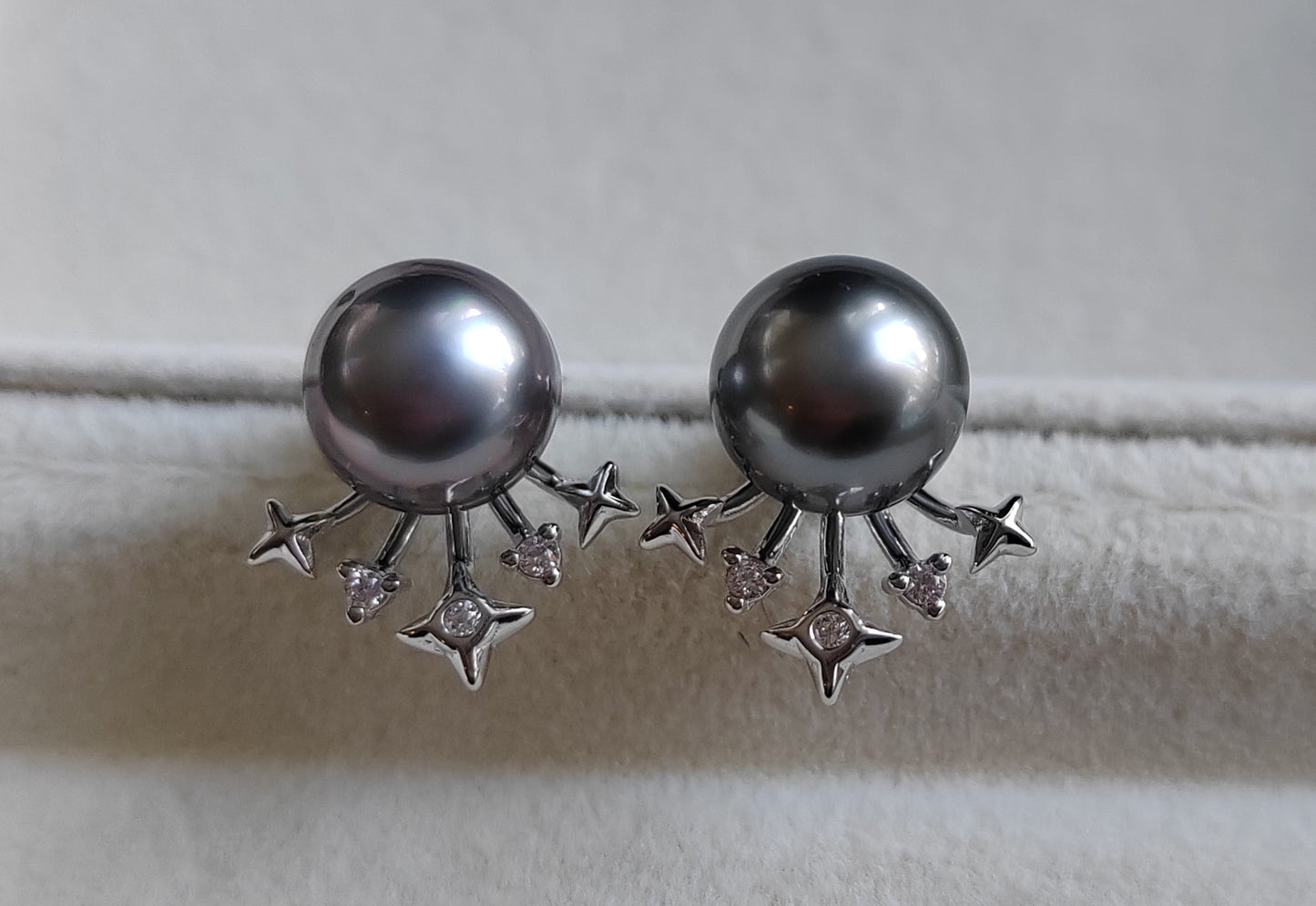 'Mercury' Earrings genuine tahitian south sea pearls 9.1mm