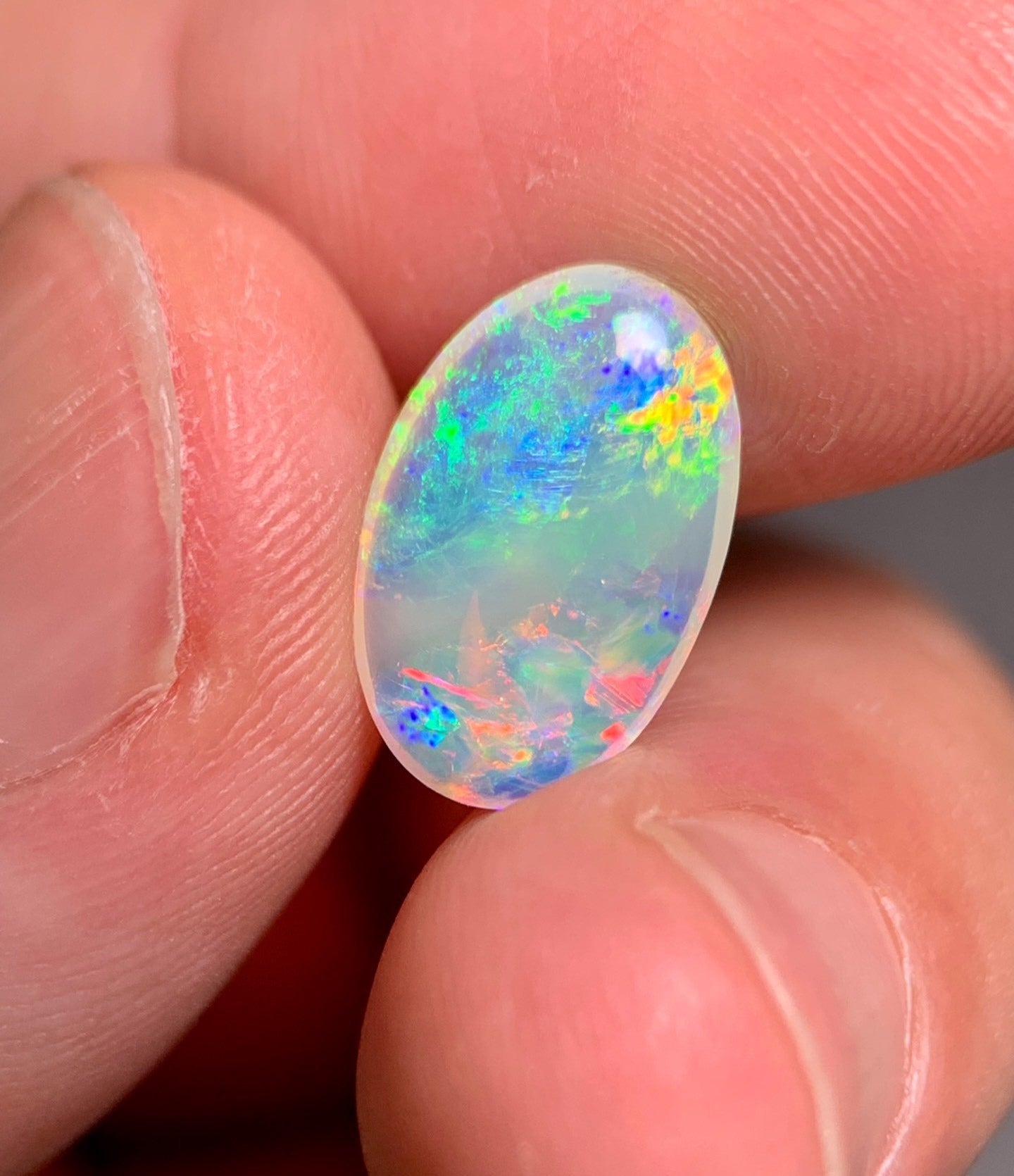 'Red flowers' Natural Solid Australian gem Crystal opal 1.83ct 13.2x8.6x3.2mm