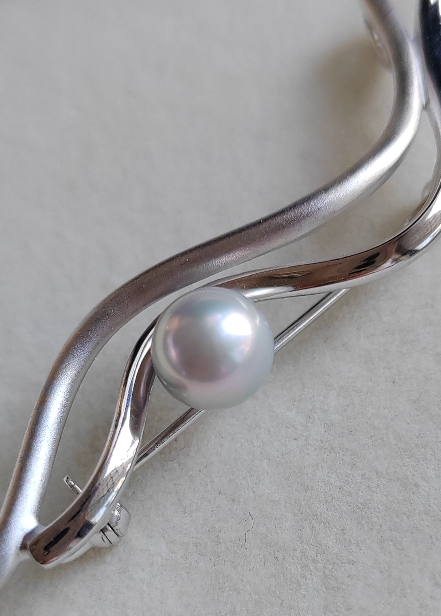 7.8mm Genuine Japanese akoya pearl AAA sterling silver elegant brooch/pendant