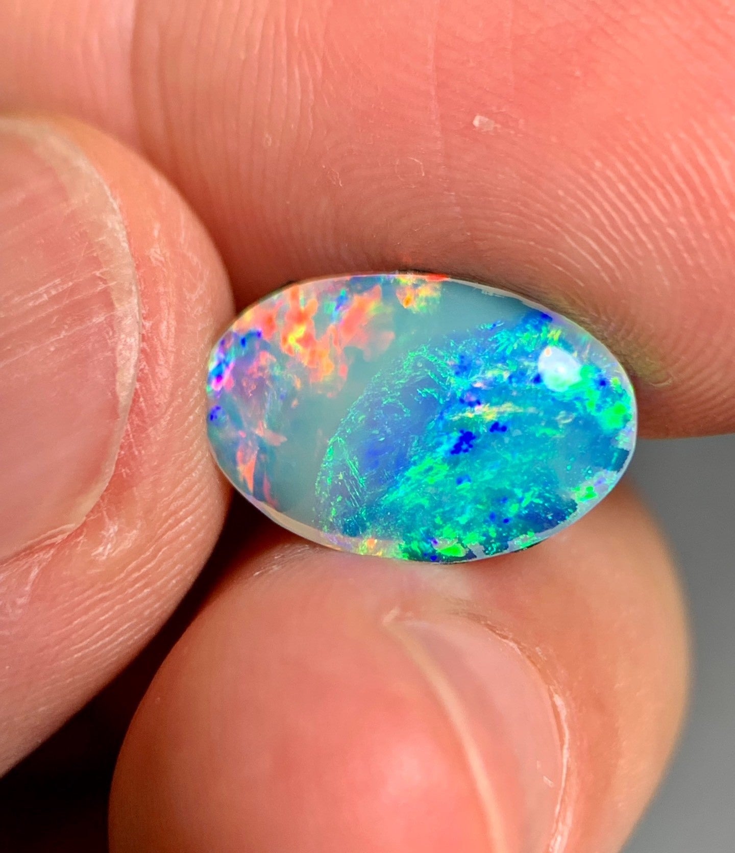 'Red flowers' Natural Solid Australian gem Crystal opal 1.83ct 13.2x8.6x3.2mm