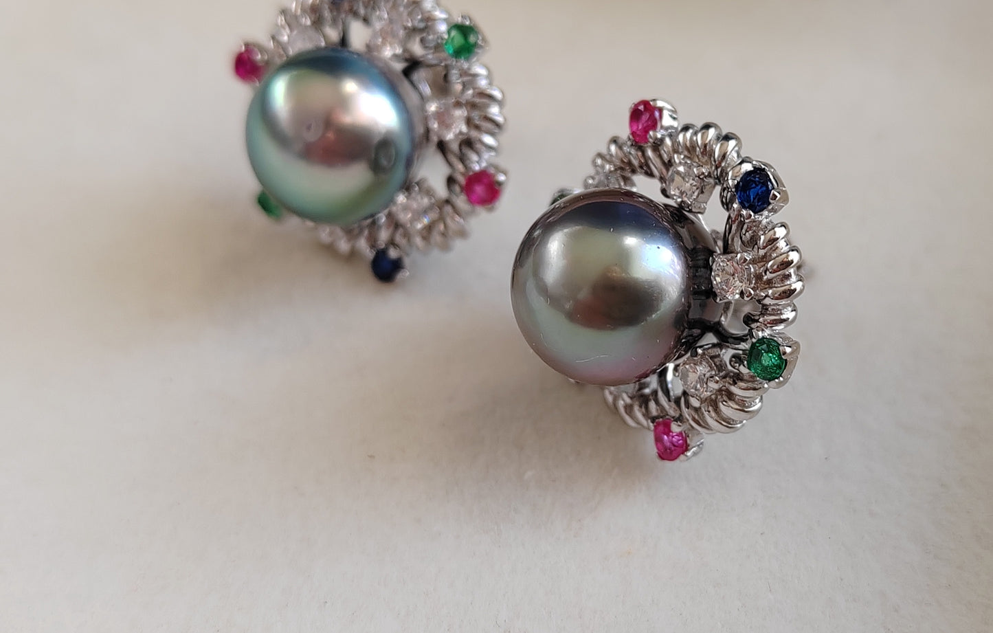 'Festival' earrings Genuine tahitian south sea pearls 10.3mm
