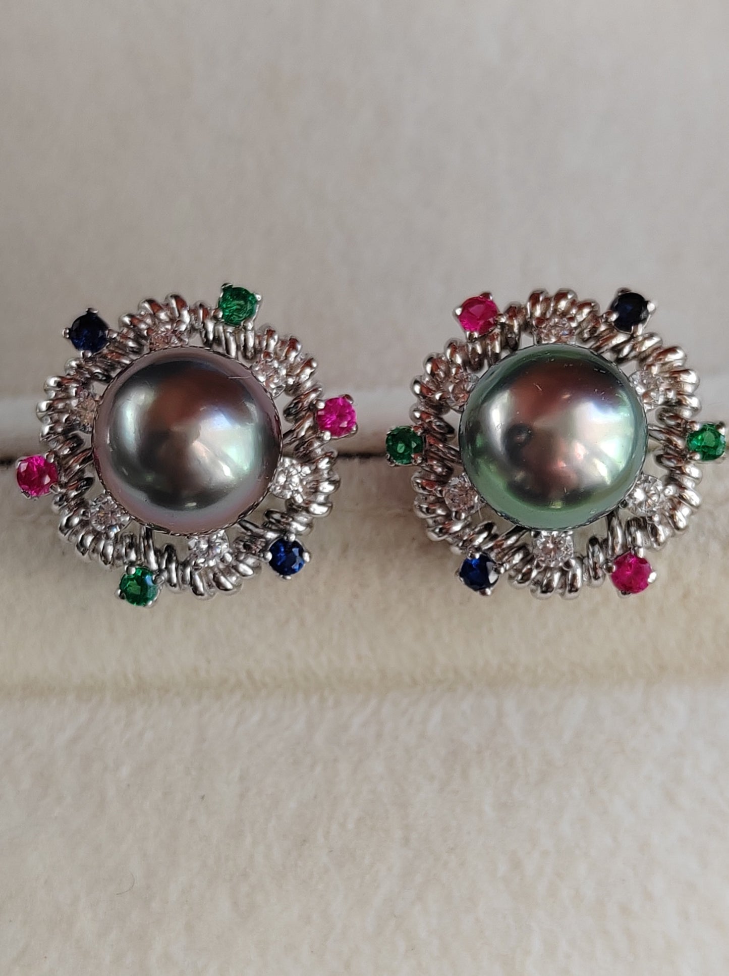 'Festival' earrings Genuine tahitian south sea pearls 10.3mm