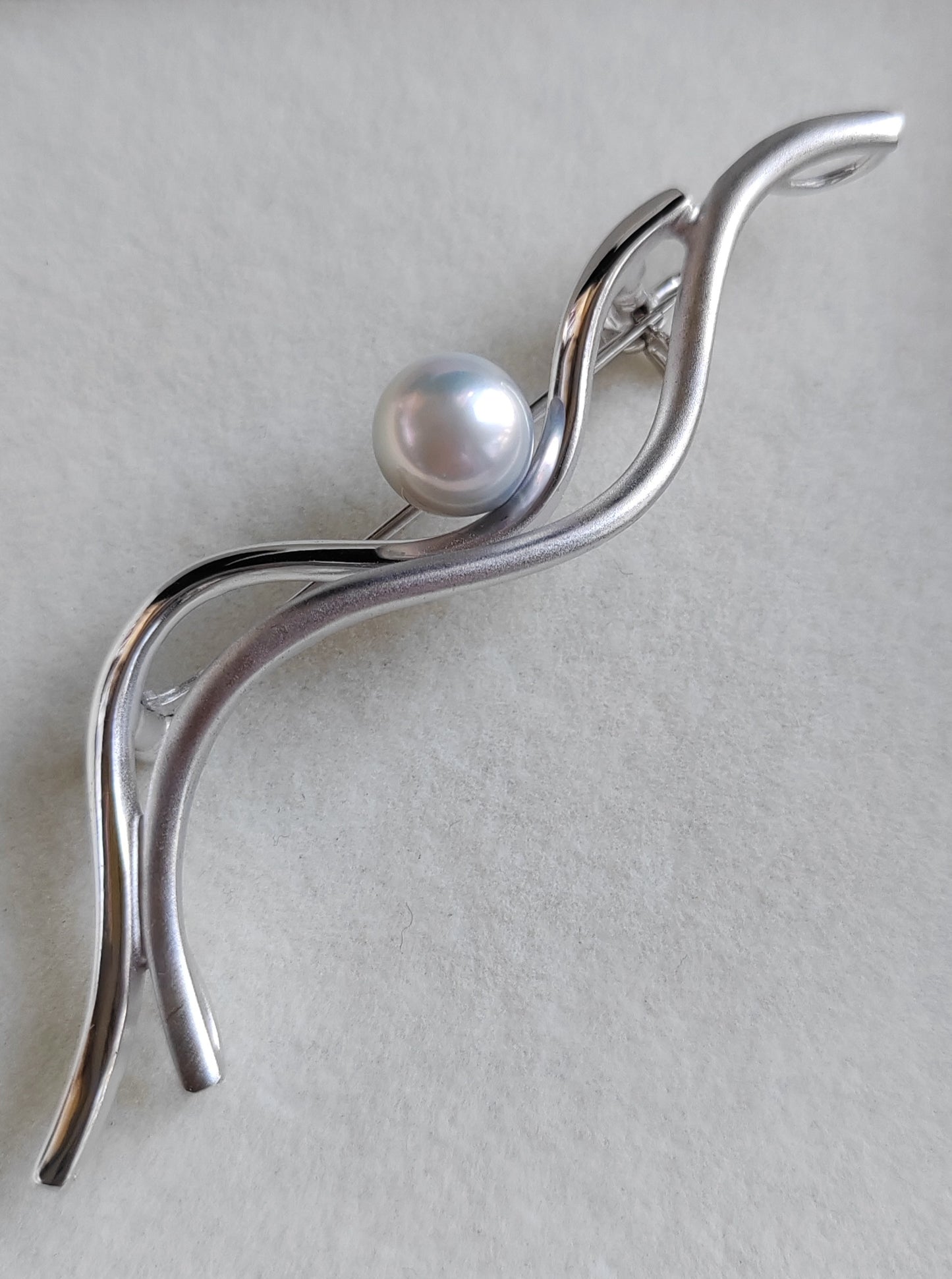 7.8mm Genuine Japanese akoya pearl AAA sterling silver elegant brooch/pendant