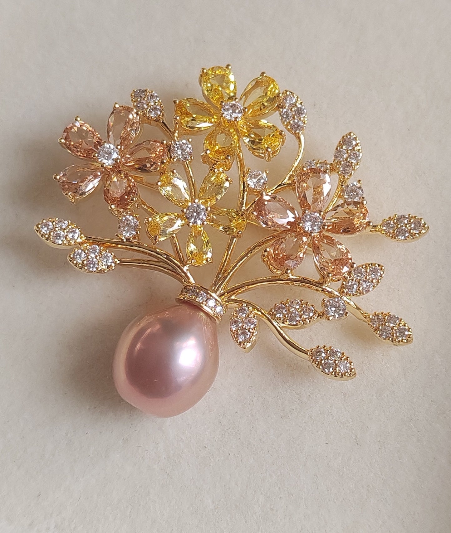 'Pleasure Blossom' brooch genuine freshwater pearl 11.8mm