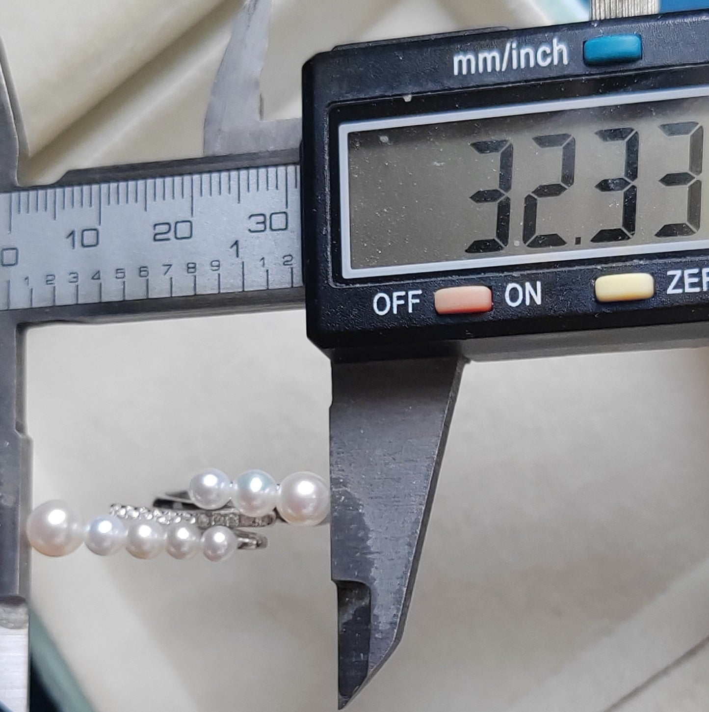 3.8-5.9mm Genuine freshwater pearls adjustable ring silver