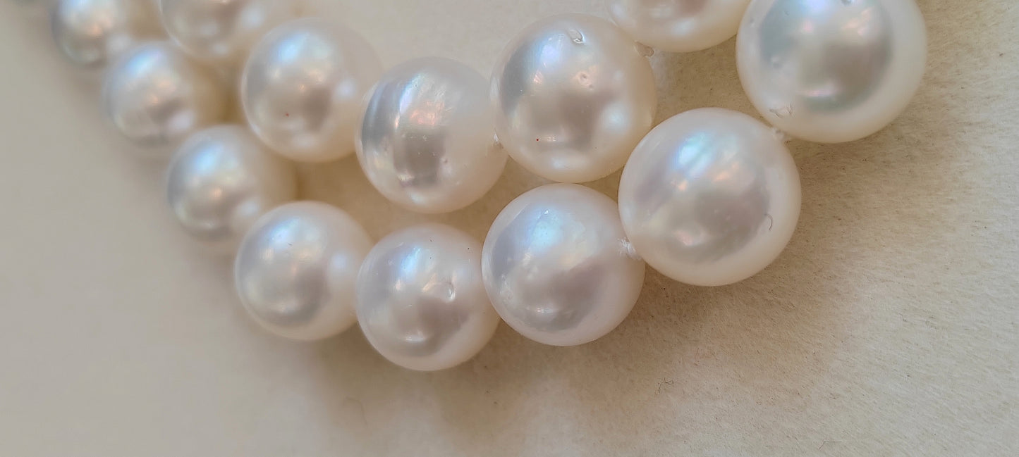 9-12.2mm Genuine south sea white pearls 14ct gold necklace 18 inch