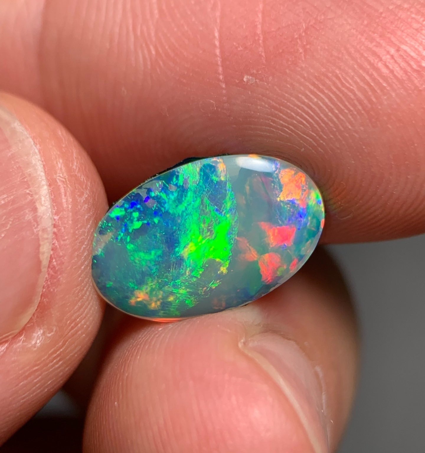 'Red flowers' Natural Solid Australian gem Crystal opal 1.83ct 13.2x8.6x3.2mm