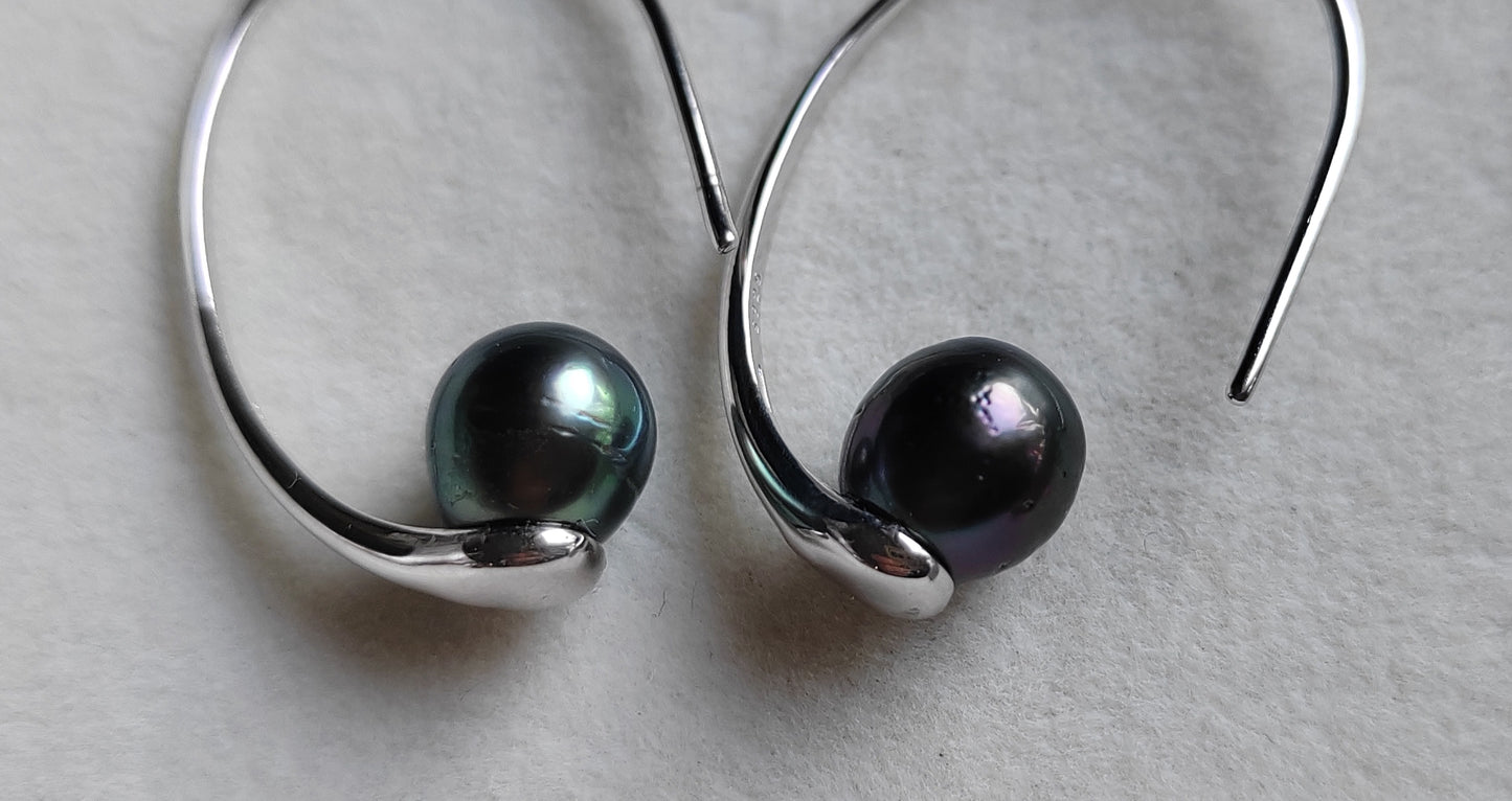 8.1mm Genuine tahitian south sea pearls classic hooms earrings