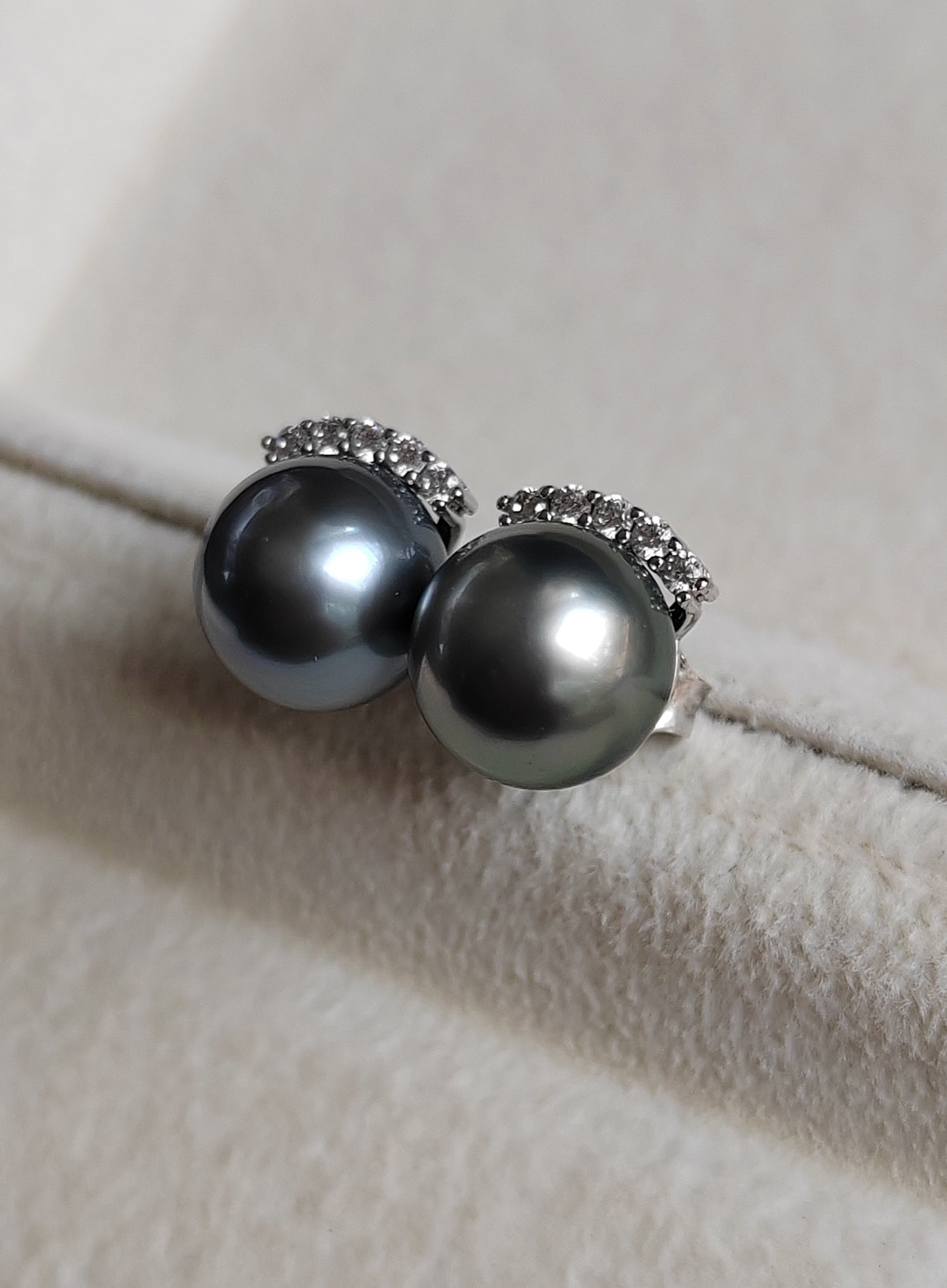9.3mm Genuine tahitian south sea pearls silver earrings
