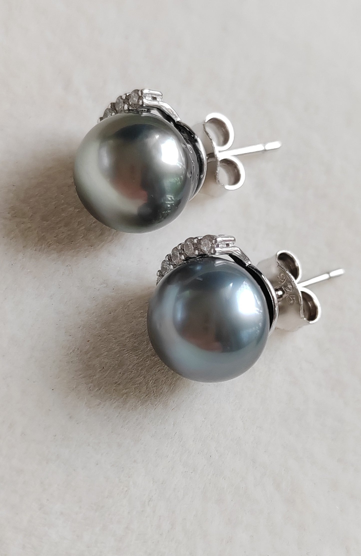9.3mm Genuine tahitian south sea pearls silver earrings