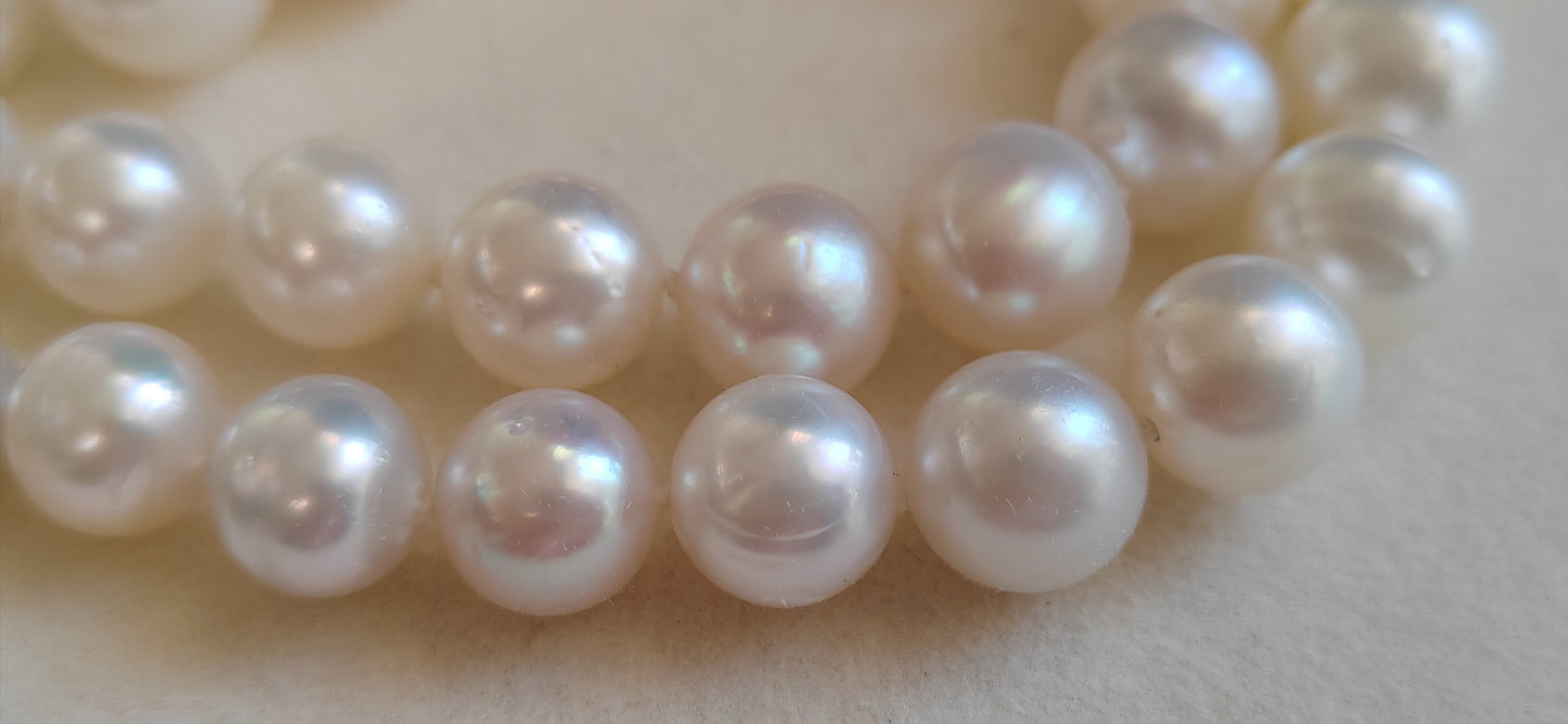 9-12.2mm Genuine south sea white pearls 14ct gold necklace 18 inch