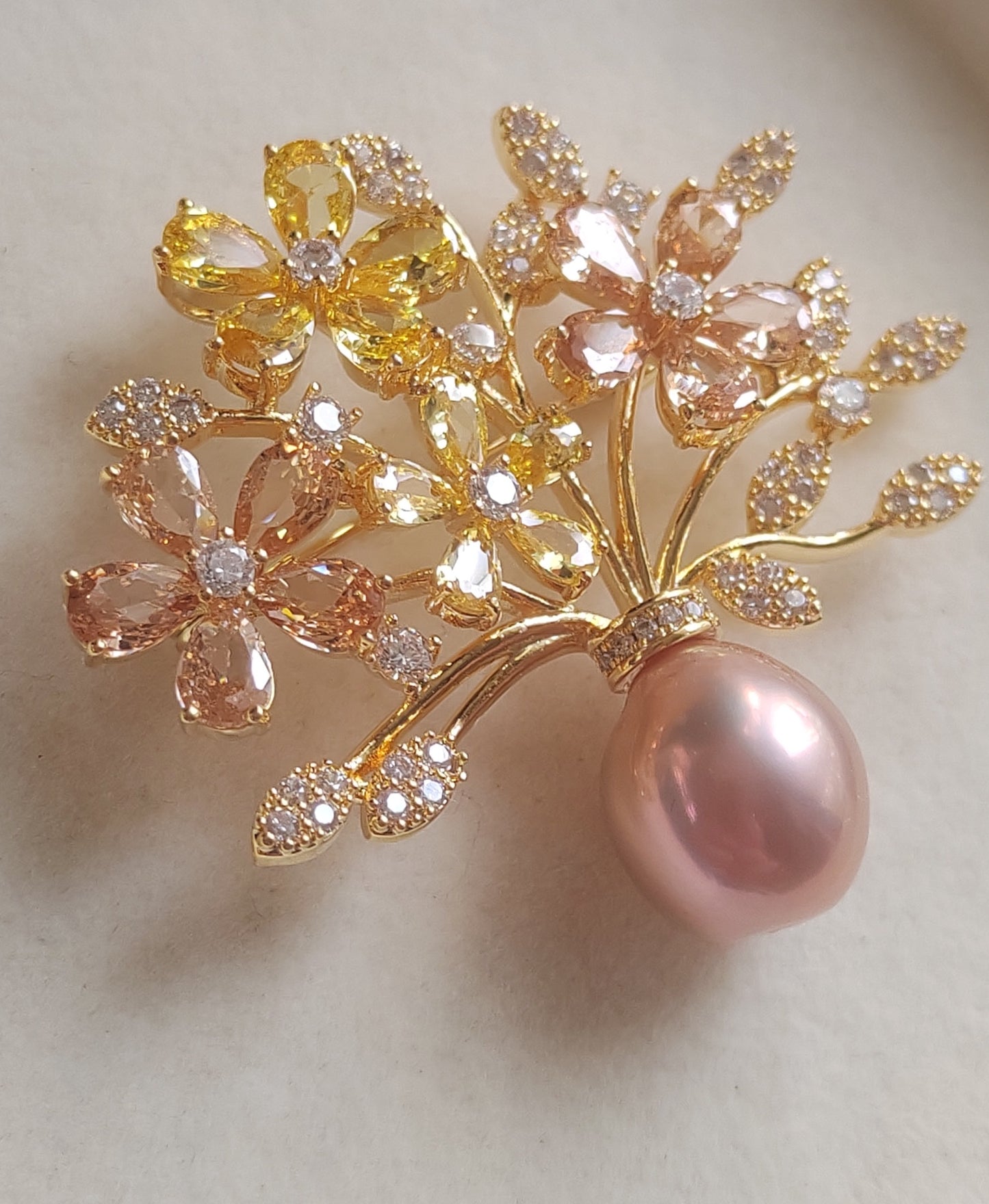 'Pleasure Blossom' brooch genuine freshwater pearl 11.8mm