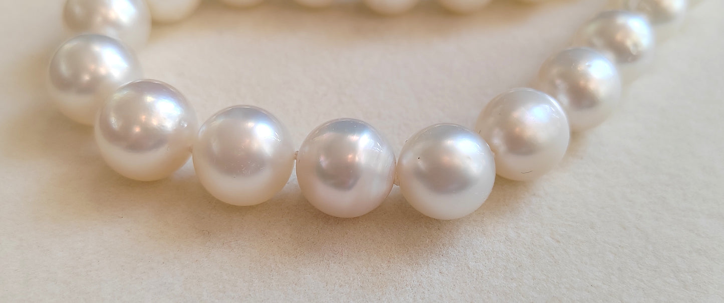 9-12.2mm Genuine south sea white pearls 14ct gold necklace 18 inch