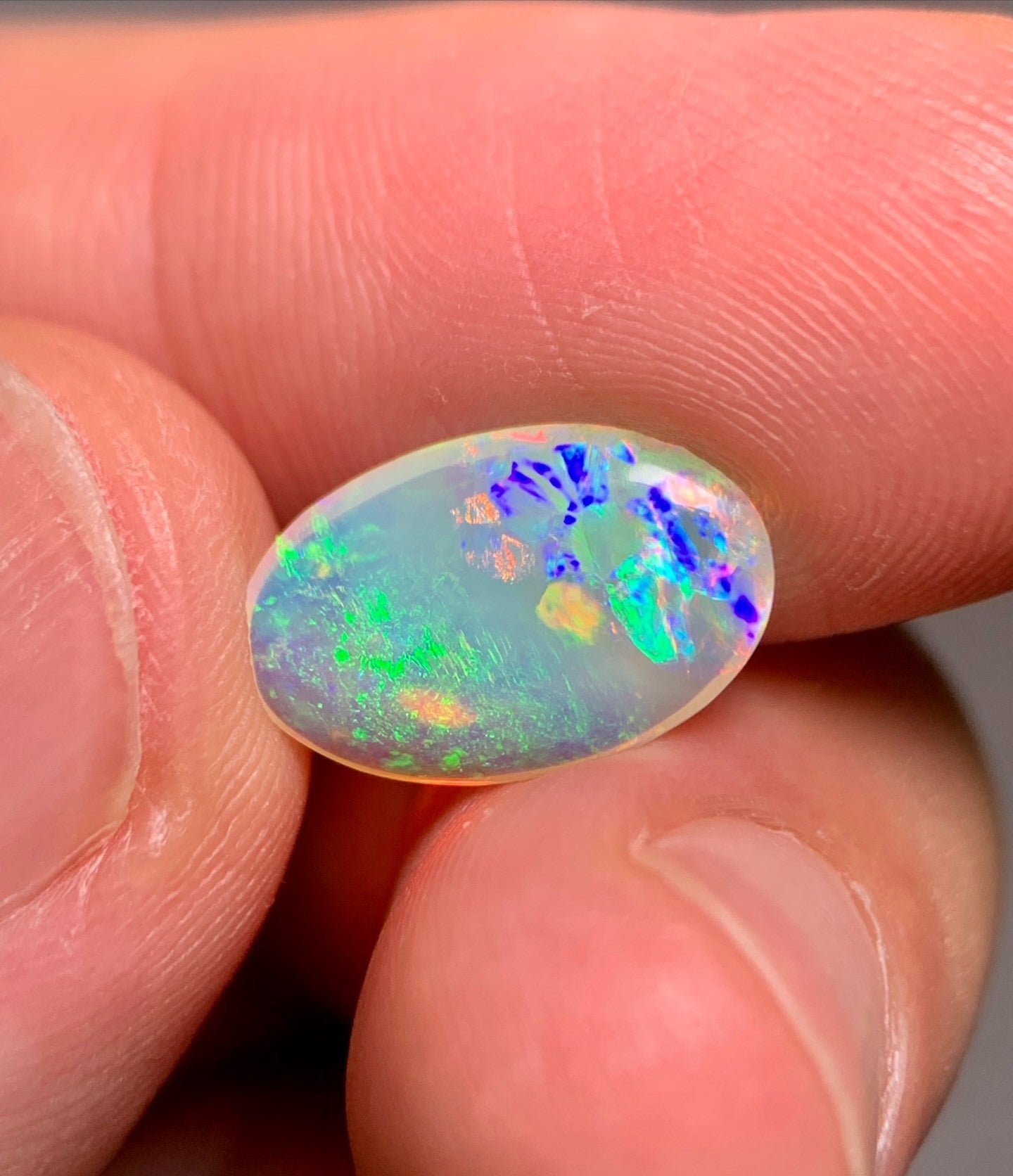 'Red flowers' Natural Solid Australian gem Crystal opal 1.83ct 13.2x8.6x3.2mm