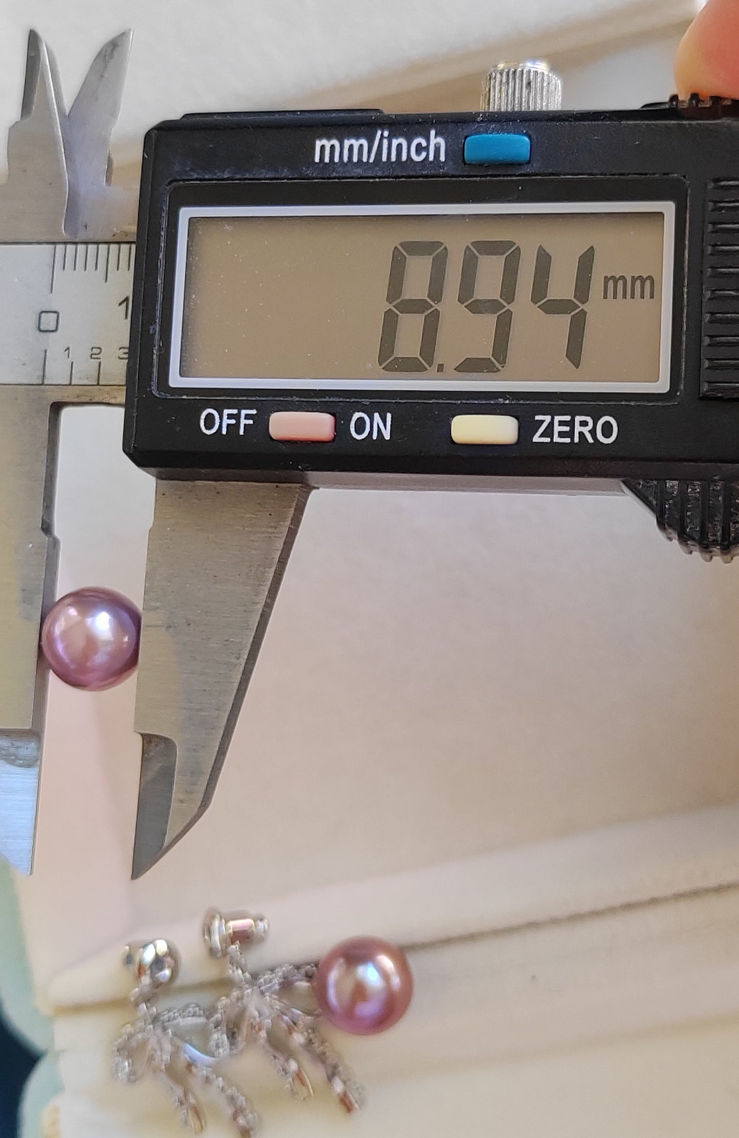 8.9mm Genuine freshwater pearls classic earrings studs silver