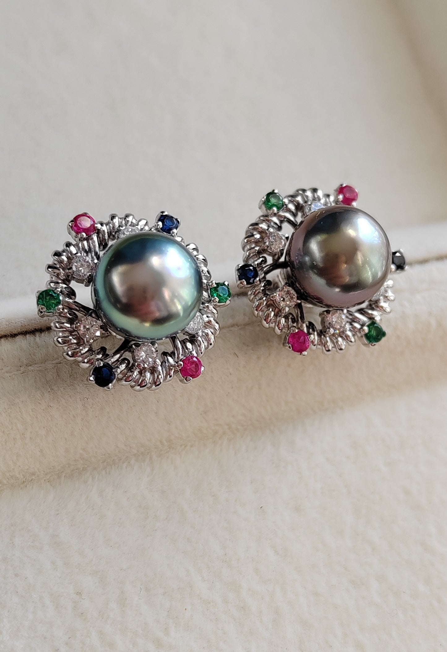 'Festival' earrings Genuine tahitian south sea pearls 10.3mm