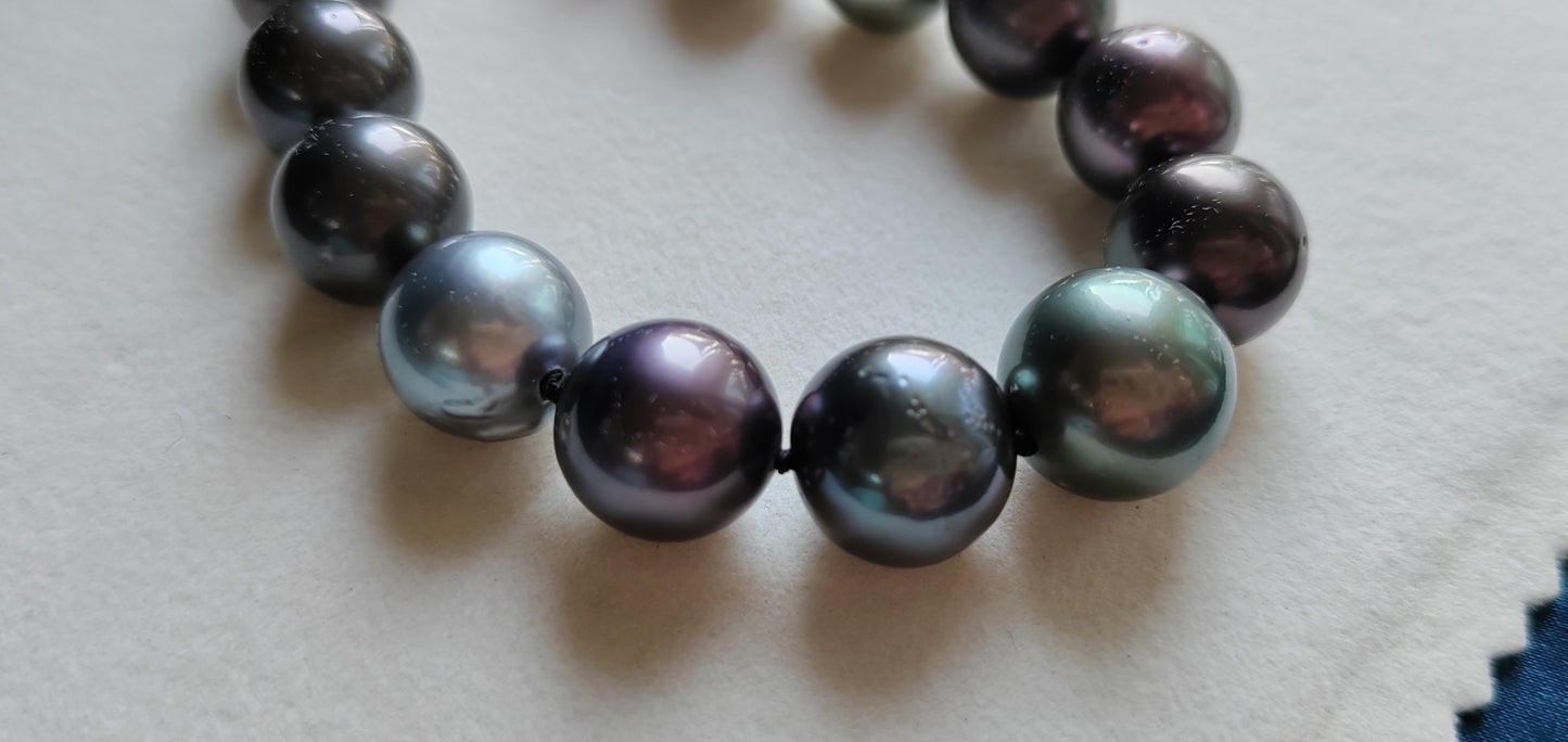 12-14.8mm Genuine tahitian south sea pearls necklace 53cm