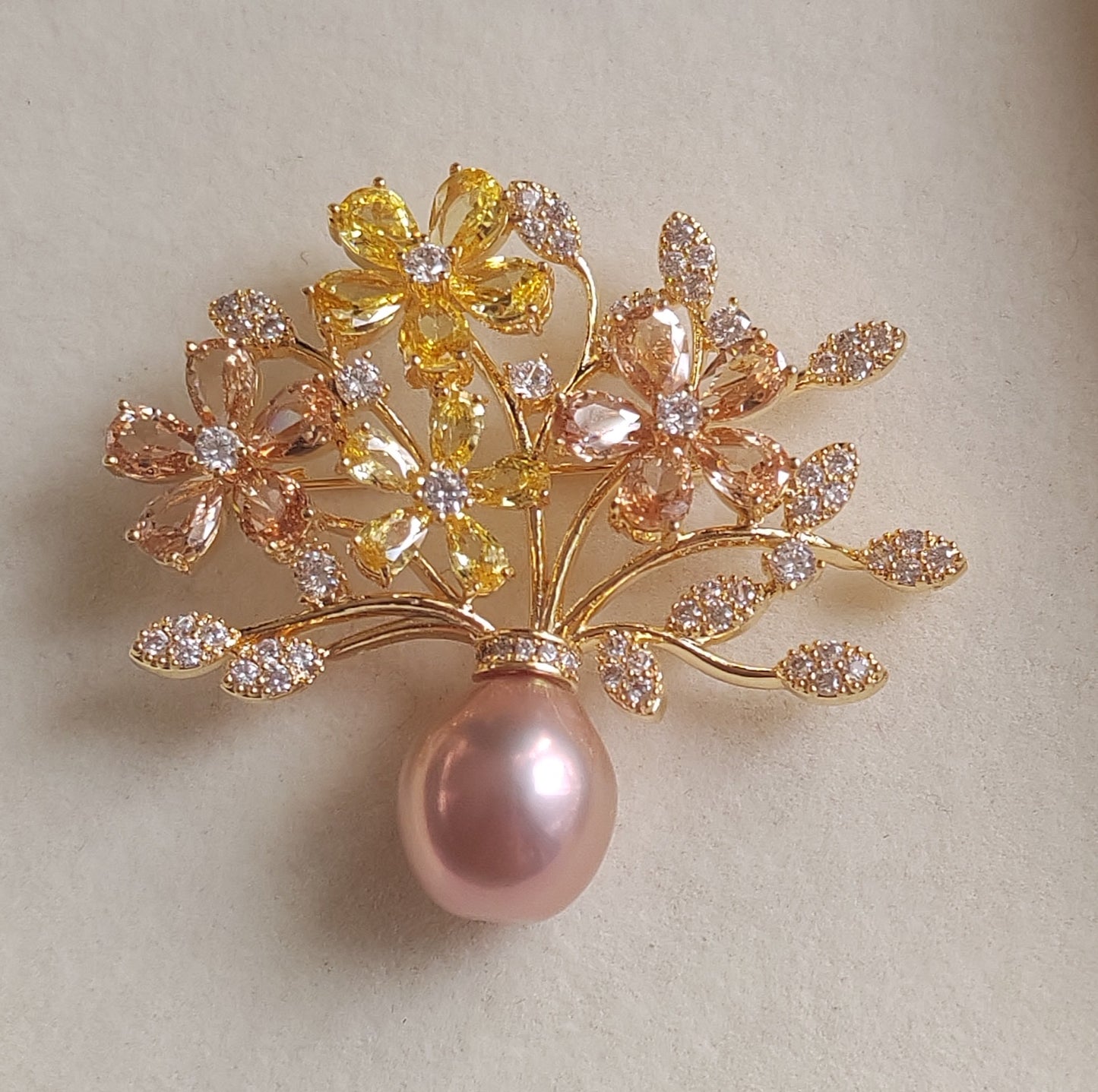 'Pleasure Blossom' brooch genuine freshwater pearl 11.8mm