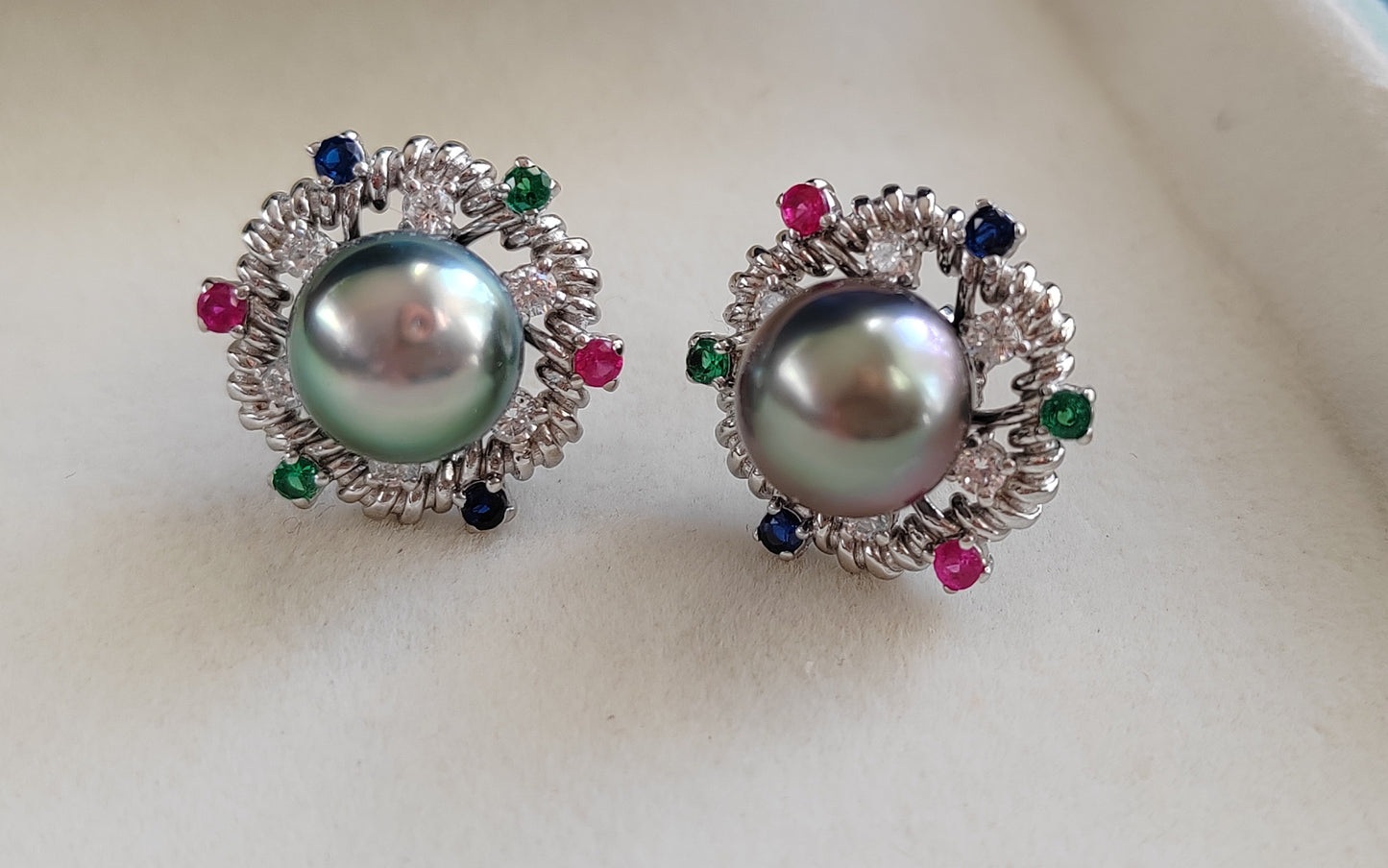'Festival' earrings Genuine tahitian south sea pearls 10.3mm