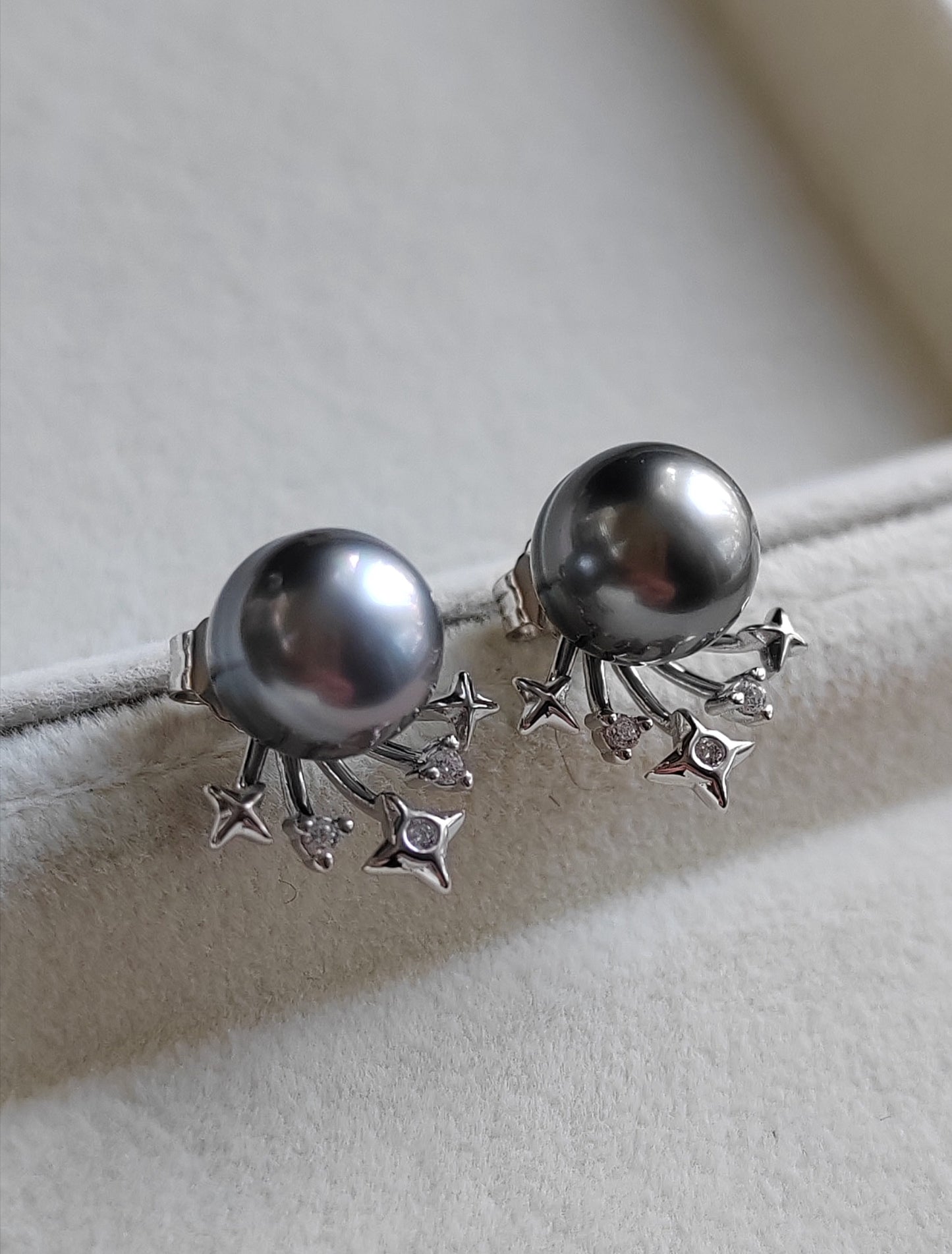 'Mercury' Earrings genuine tahitian south sea pearls 9.1mm