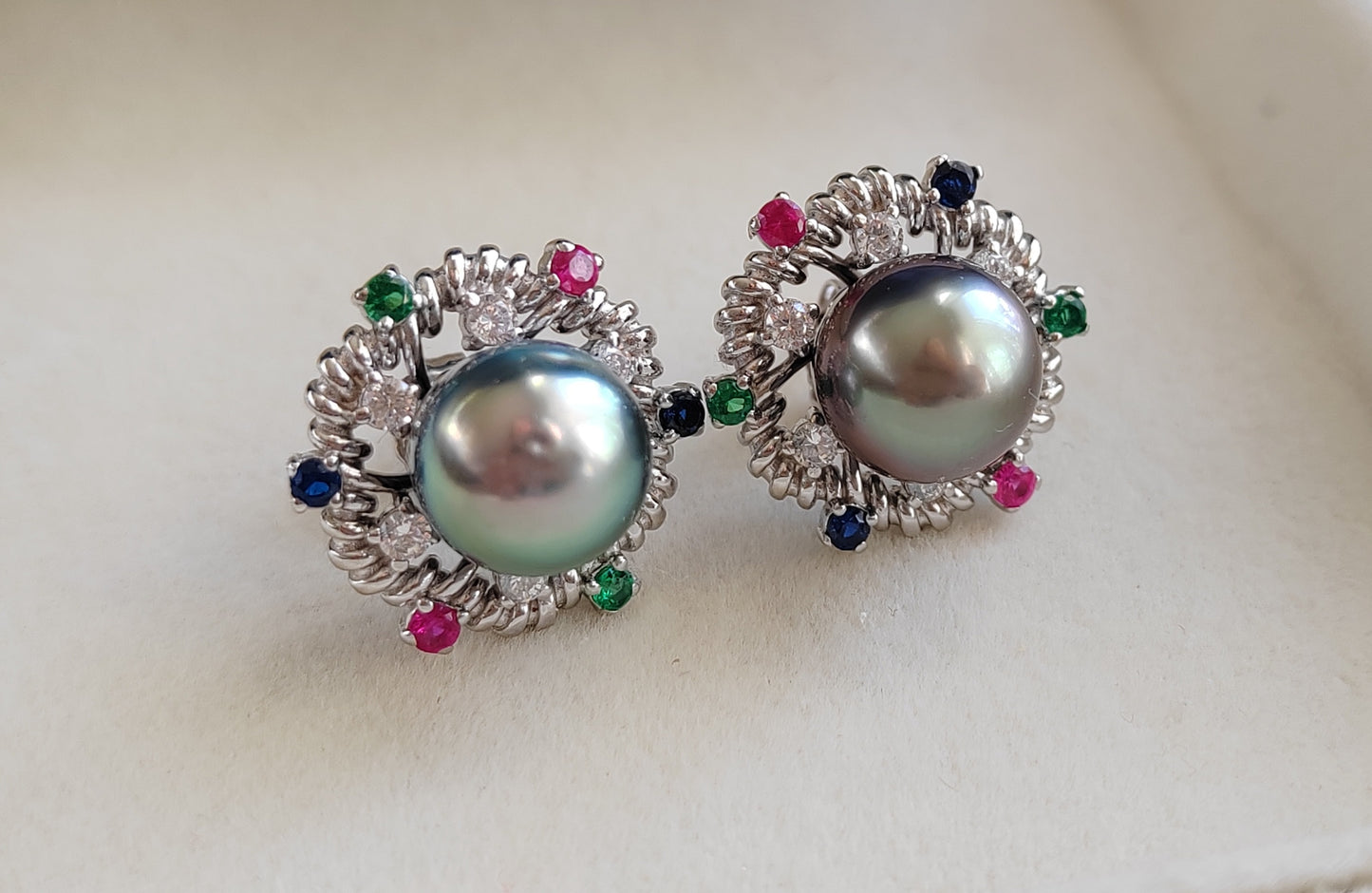 'Festival' earrings Genuine tahitian south sea pearls 10.3mm