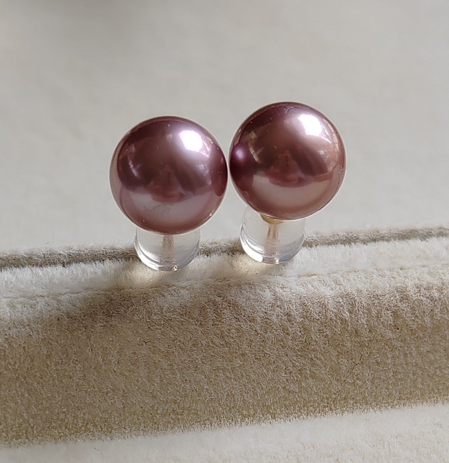 14k gold earrings studs Genuine freshwater pearls 8.4mm AAA+