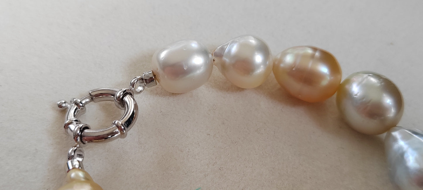 10.8-13.8mm Genuine south sea pearls classic baroque bracelet