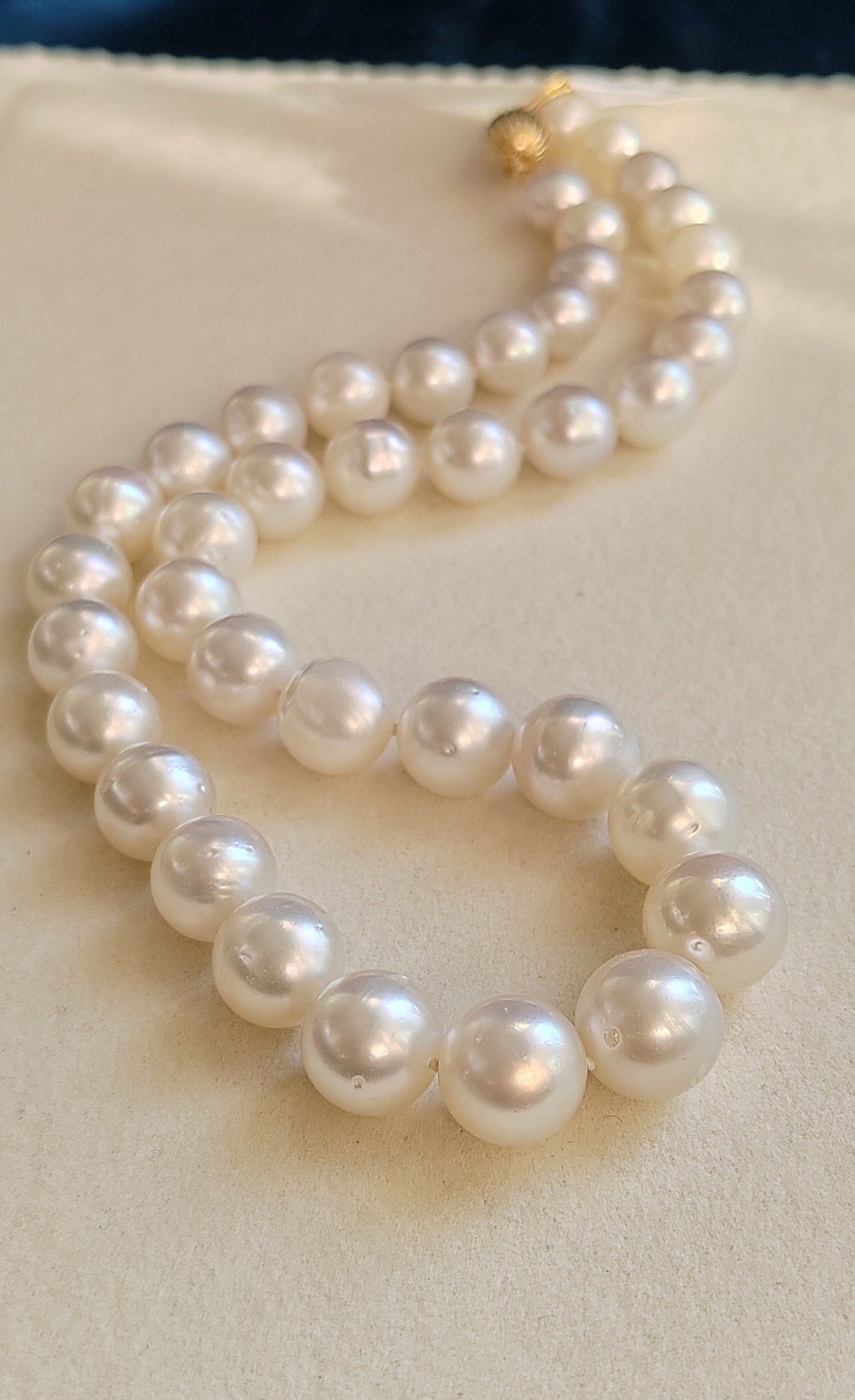 9-12.2mm Genuine south sea white pearls 14ct gold necklace 18 inch