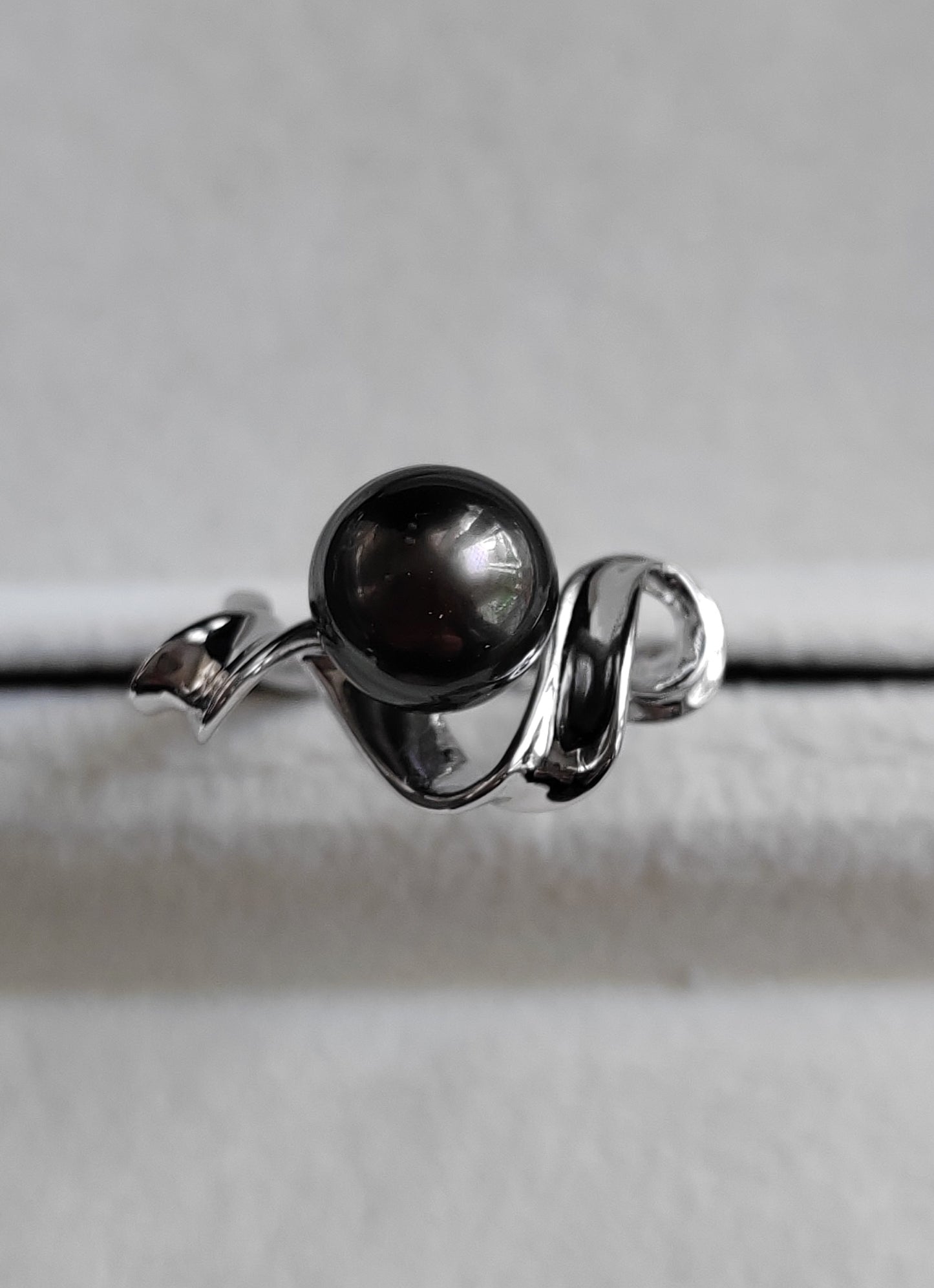 9.3mm Genuine tahitian south sea pearl silver wave ring