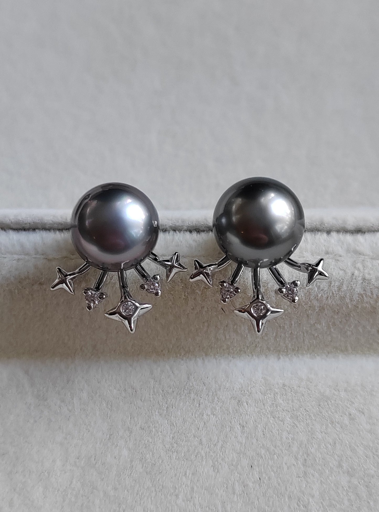 'Mercury' Earrings genuine tahitian south sea pearls 9.1mm