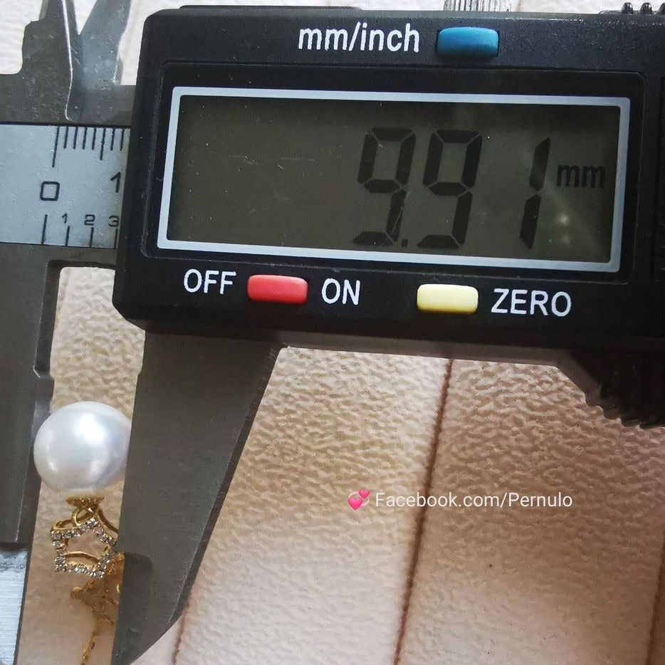 'Super Star' necklace 18k gold diamond genuine south sea white pearl 9.9mm AAAA