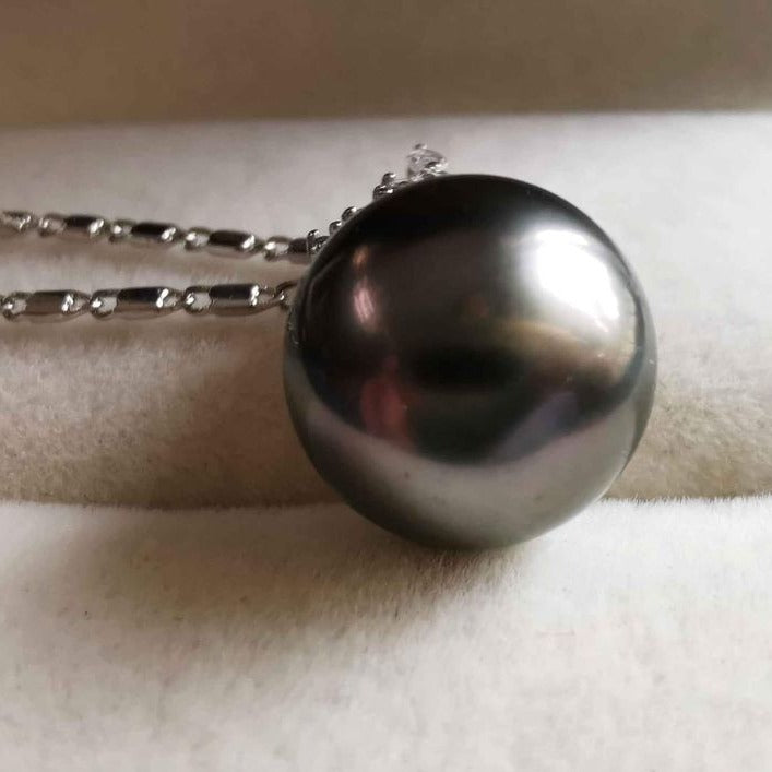18k white gold stunning pendant genuine tahitian south sea pearl 11.2mm