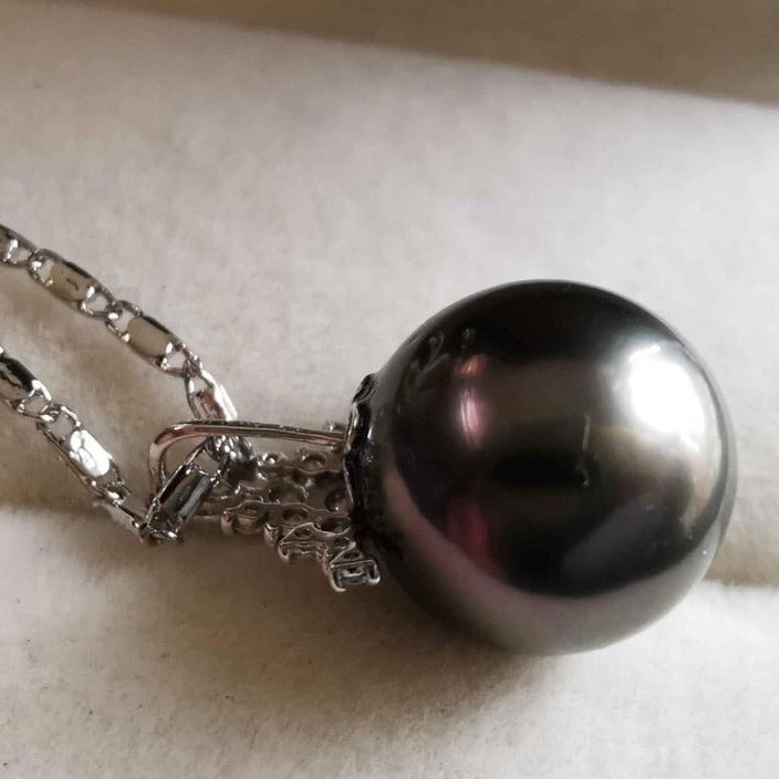 18k white gold stunning pendant genuine tahitian south sea pearl 11.2mm