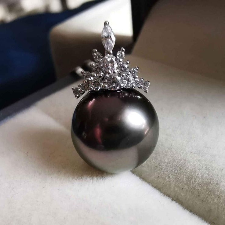 18k white gold stunning pendant genuine tahitian south sea pearl 11.2mm