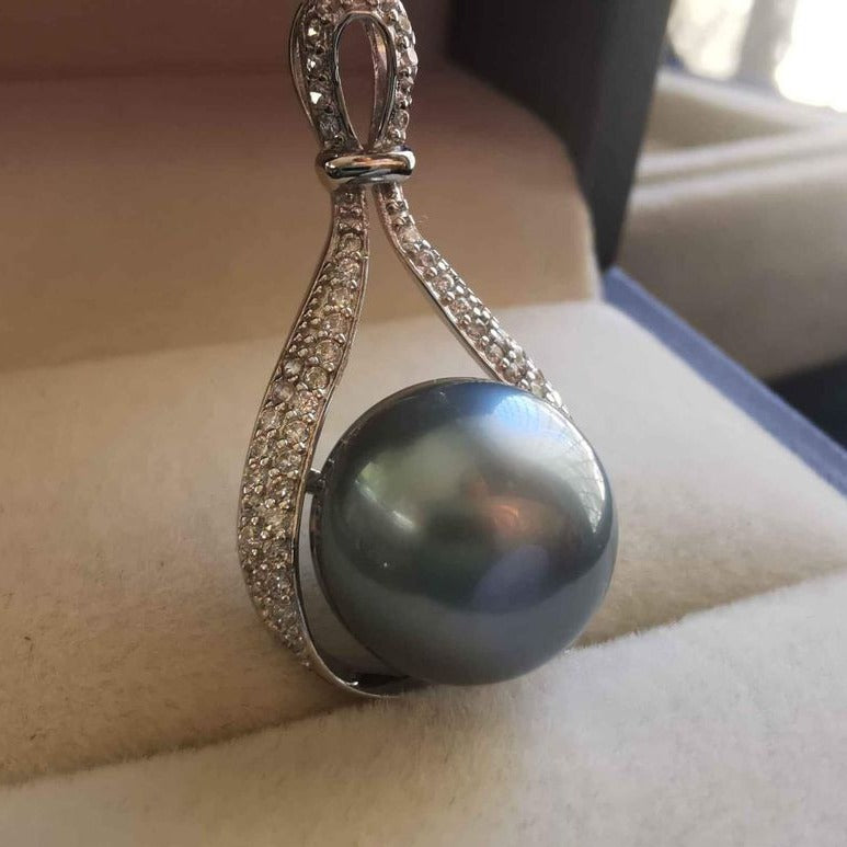 ' The deep ocean' necklace genuine tahitian south sea pearl 11mm