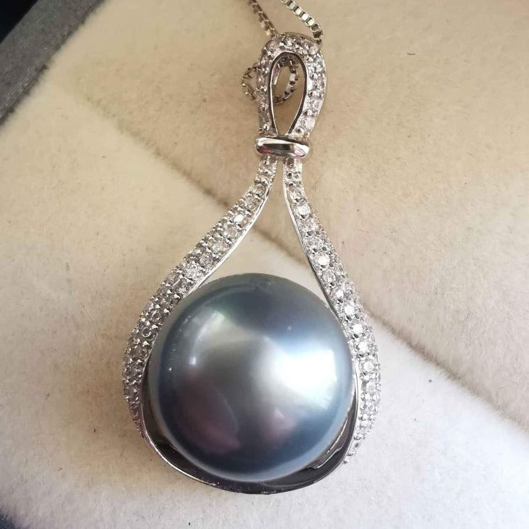' The deep ocean' necklace genuine tahitian south sea pearl 11mm