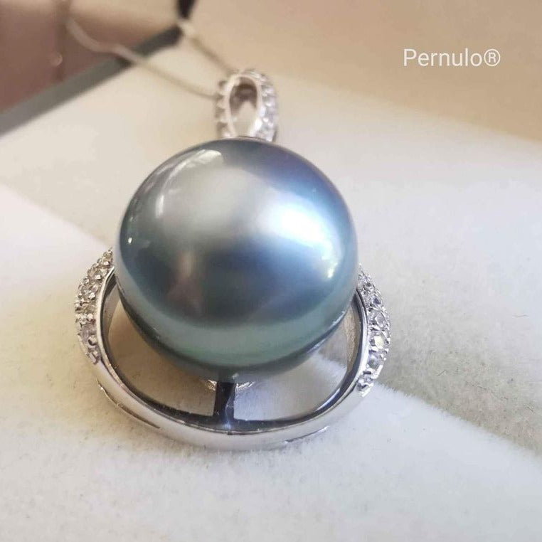 ' The deep ocean' necklace genuine tahitian south sea pearl 11mm