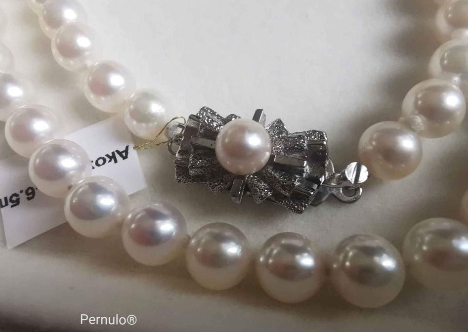 Classic uniform necklace genuine Japanese akoya pearls 6-6.6mm