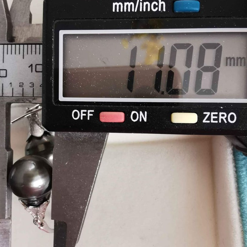 11mm genuine tahitian south sea pearls classic dangling earrings