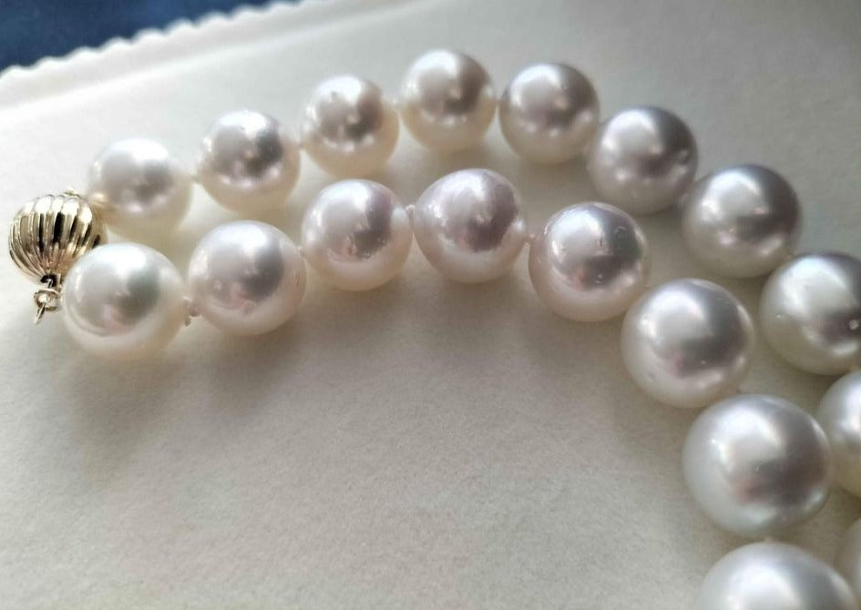 11.9-14.3mm Genuine south sea white pearls classic necklace
