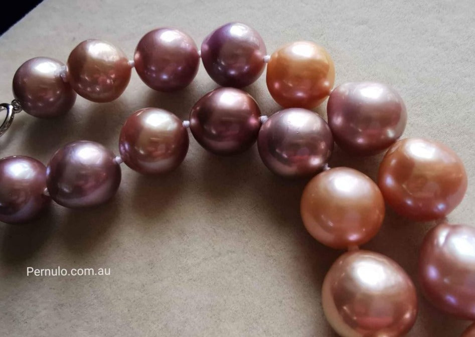11.1-13.5mm Genuine freshwater pearls 'Rainbow' necklace