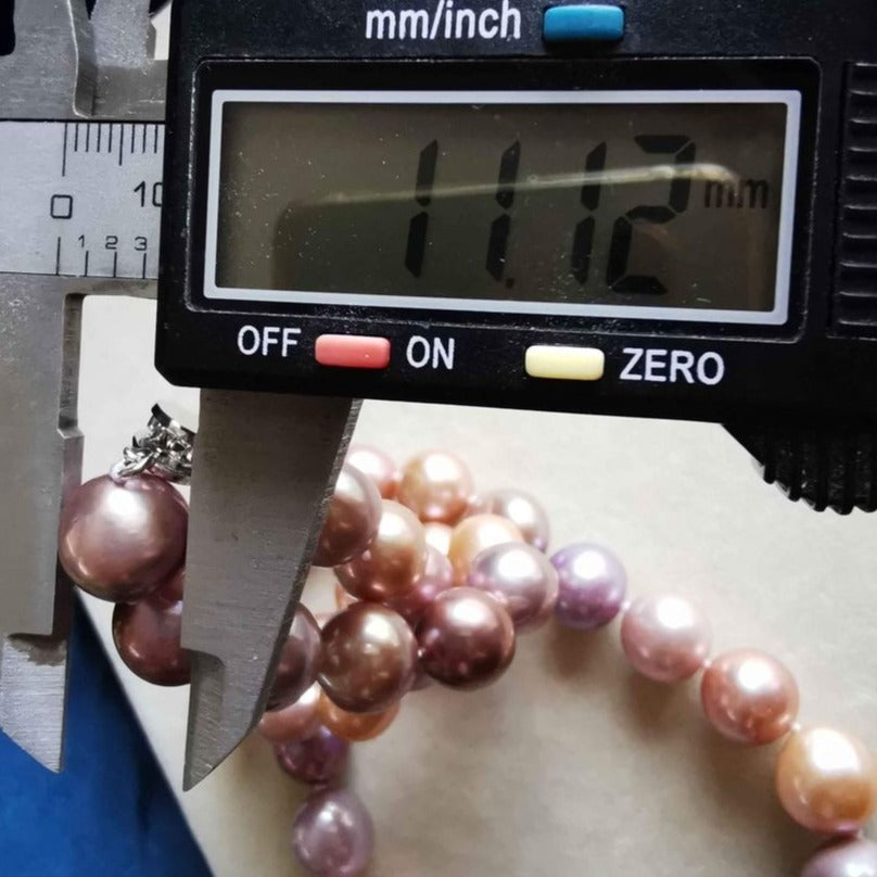 11.1-13.5mm Genuine freshwater pearls 'Rainbow' necklace