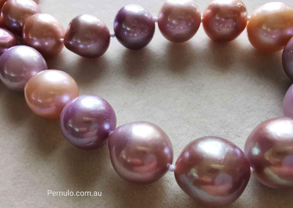11.1-13.5mm Genuine freshwater pearls 'Rainbow' necklace