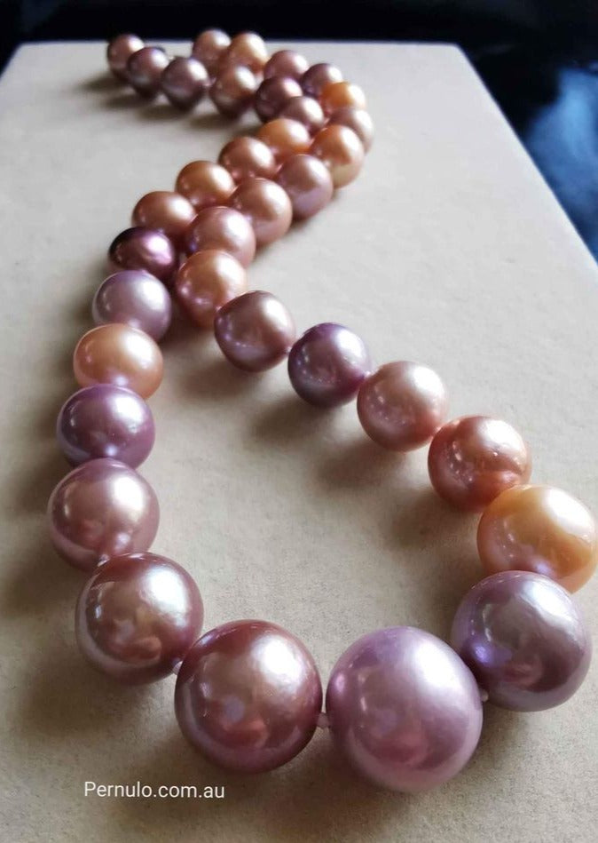 11.1-13.5mm Genuine freshwater pearls 'Rainbow' necklace
