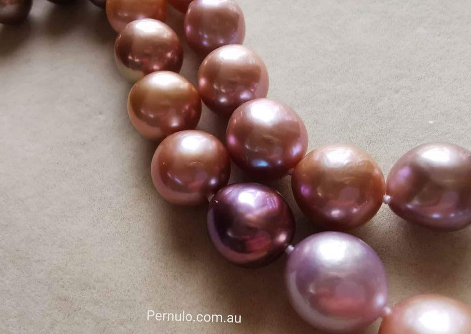11.1-13.5mm Genuine freshwater pearls 'Rainbow' necklace